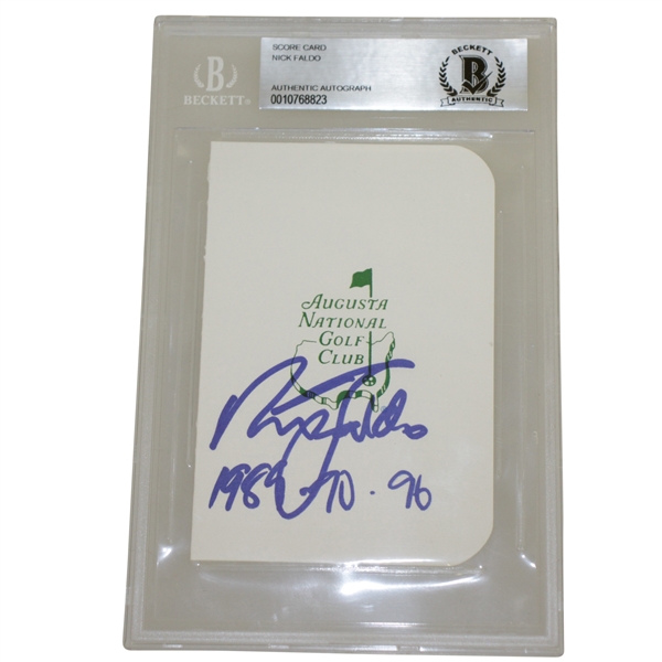 Nick Faldo Signed Augusta National Golf Club Scorecard w/ Yrs Won Beckett #0010768823