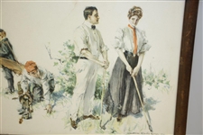 1901 Golfing Couple w/ Caddies Print by Howard Chandler Christy