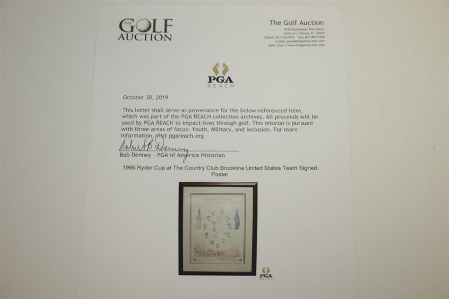 1999 Ryder Cup at The Country Club Brookline United States Team Signed Poster JSA ALOA