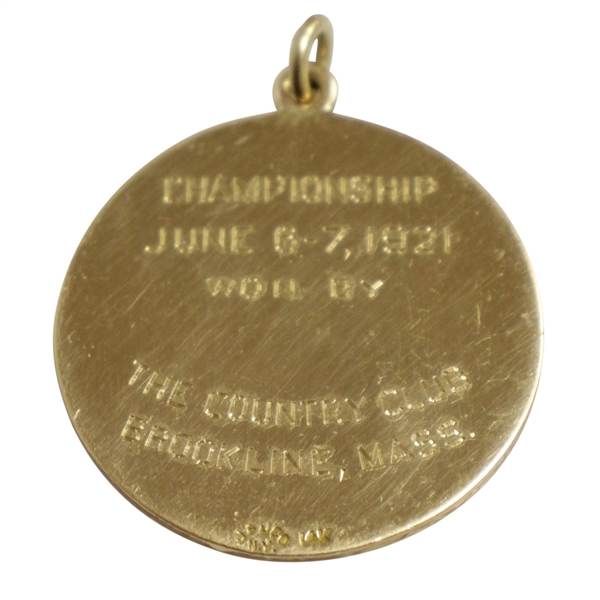 1921 Eastern Golf Assn. 14k Gold Medal Won by Miss Florence Vanderbeck - Brookline