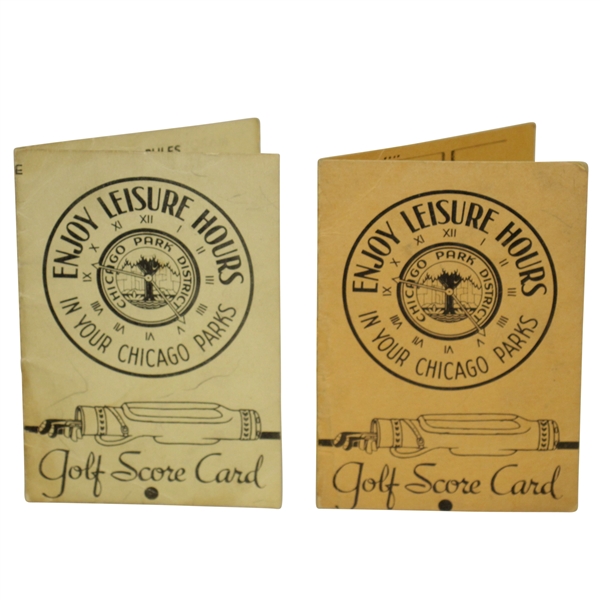 Two Vintage Chicago Park District Enjoy Leisure Hours Golf Scorecards - Crist Collection
