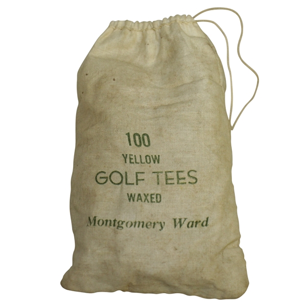 Vintage "Montgomery Ward 100 Waxed Yellow Golf Tees" Canvas Tee Bag with Tees - Crist Collection