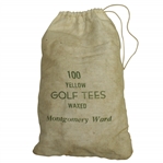 Vintage "Montgomery Ward 100 Waxed Yellow Golf Tees" Canvas Tee Bag with Tees - Crist Collection