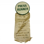 1934 US Open Championship at Merion Cricket Club Press Runner Badge - Olin Dutra Winner