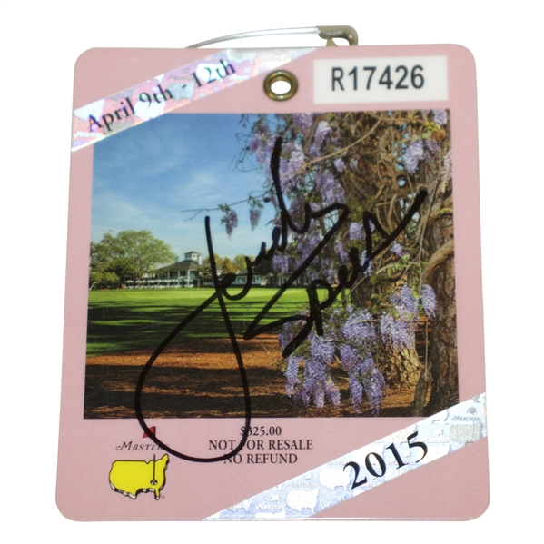 Jordan Spieth Signed 2015 Masters Badge #R17426 - Full Signature FULL JSA #Z50700