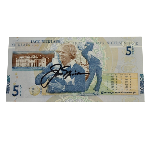 Jack Nicklaus Signed Royal Bank of Scotland 5 Pound Note JSA #Q17812