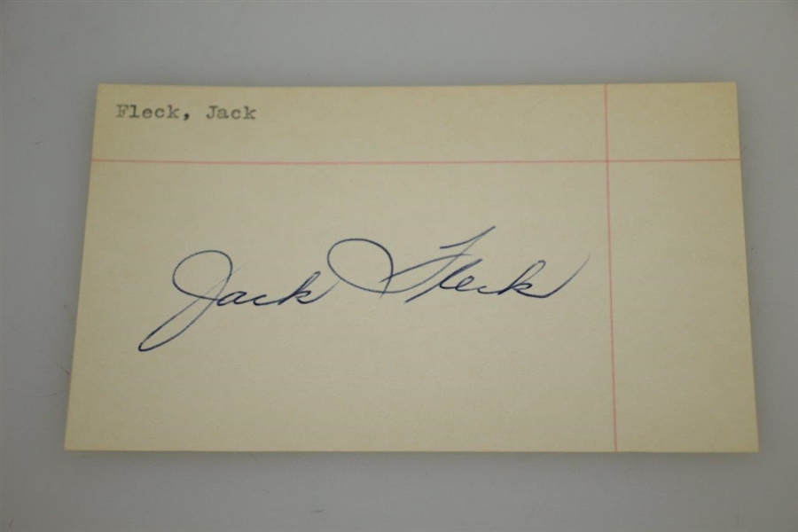 Jack Fleck Signed Card w/ Hogan Wire Photo - 1955 US Open Champion JSA ALOA 
