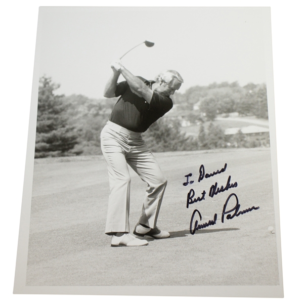 Arnold Palmer Signed & Inscribed 8x10 Mid-Swing Photo JSA ALOA