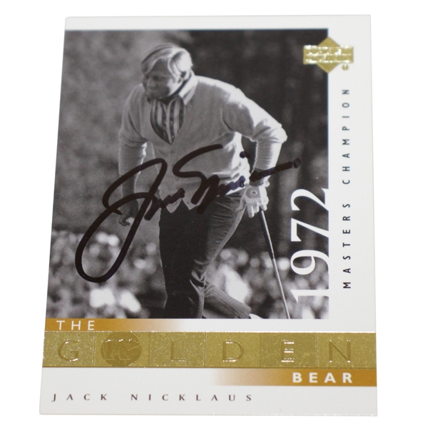 Jack Nicklaus Signed Upper Deck The Golden Bear 1972 US Open Golf Card JSA #EE05717