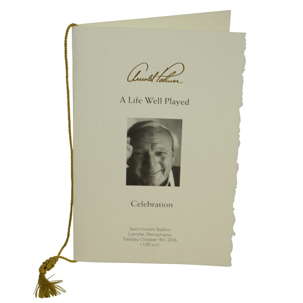 Arnold Palmer Memorial A Life Well Played Funeral Service Program with Original String