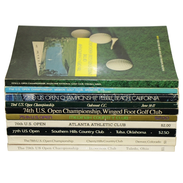 1970-79 US Open Programs Complete Set - Very Good Condition