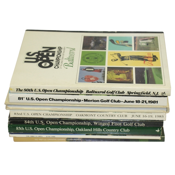 1980-87 US Open Programs Set - Nicklaus, Watson, Floyd & Other Winners