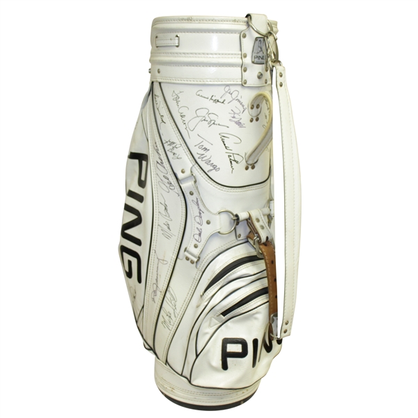 Arnold Palmer, Jack Nicklaus & Gary Player Signed Ping Bag w/ Others JSA ALOA