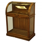 Vintage Golden Oak Curved Glass Golf Club Display Case