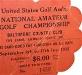 Bobby Jones( D-1971) & Johnny Goodman (D-1970) Signed 1932 U.S. Amateur CC Series Ticket PSA/DNA #AH04005