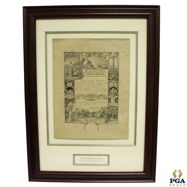 Walter Hagens Original 1893 Baptismal Certificate