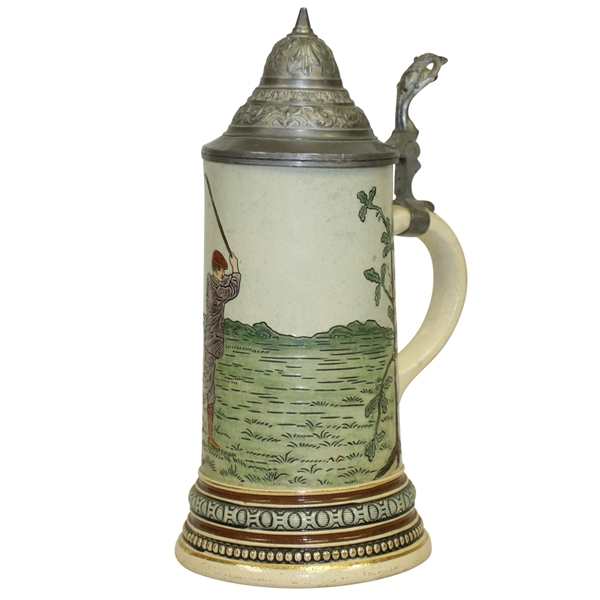Vintage Stein w/ Detailed Depiction of Golfer Post Swing