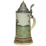 Vintage Stein w/ Detailed Depiction of Golfer Post Swing