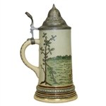 Vintage Stein w/ Detailed Depiction of Golfer Post Swing