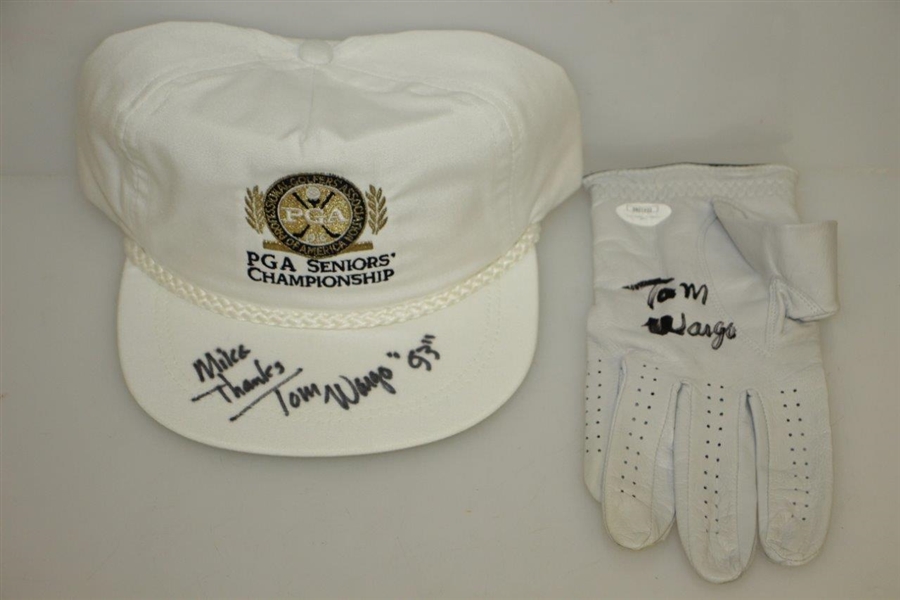 Tom Wargo Signed PGA Seniors Championship Glove, Hat & Picture JSA