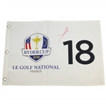 Jon Rahm Signed 2018 Ryder Cup at Le Golf National Flag JSA ALOA