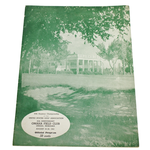 1941 US Amateur Championship at Omaha Field Club Program - Bud Ward Winner