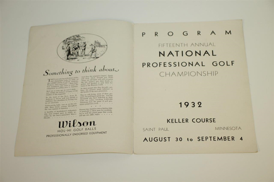 1932 PGA Championship at The Keller Course Program - Olin Dutra Winner