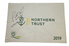 Patrick Reed Signed & Inscribed 2019 Nothern Trust Embroidered Flag JSA #EE39760
