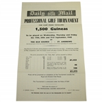 1945 Daily Mail Golf Tournament at Old Course St Andrews Advertising Flyer w/ Pairings