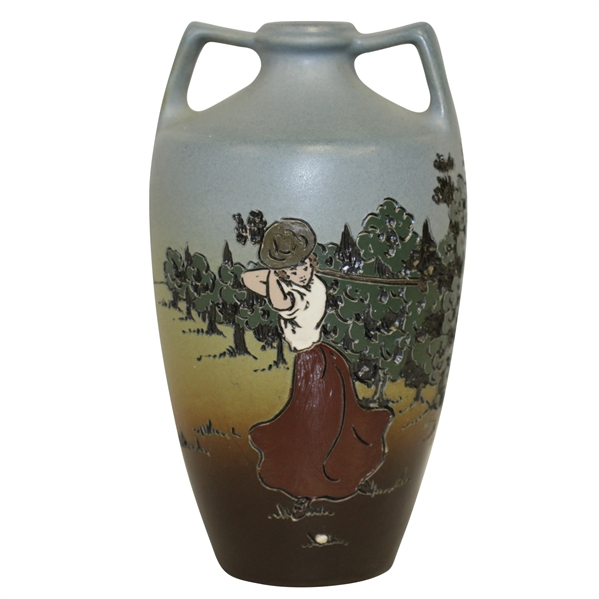 Weller Dickensware Lady Golfer Vase - Very Good Condition