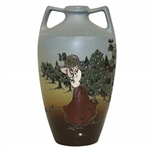 Weller Dickensware Lady Golfer Vase - Very Good Condition