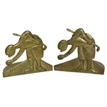 Vintage Golfer Art Deco Brass Bookends