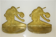 Vintage Golfer Art Deco Brass Bookends