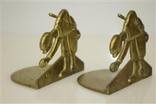 Vintage Golfer Art Deco Brass Bookends