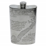 St. Andrews The Old Course Pewter Flask with Course Layout - Good Condition