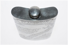 St. Andrews 'The Old Course' Pewter Flask with Course Layout - Good Condition