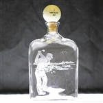 Deep Etched Glass Golfer Decanter w/ Stopper
