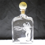 Deep Etched Glass Golfer Decanter w/ Stopper