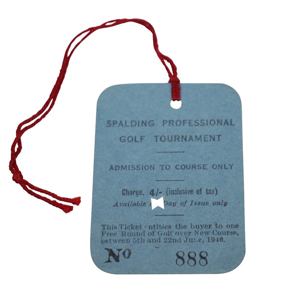1946 Spalding Golf Tournament at St Andrews Ticket - Dai Rees Victory