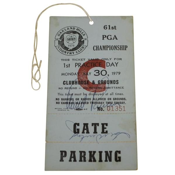 Arnold Palmer Signed 1979 PGA Championship Ticket w/ Weiskopf JSA ALOA