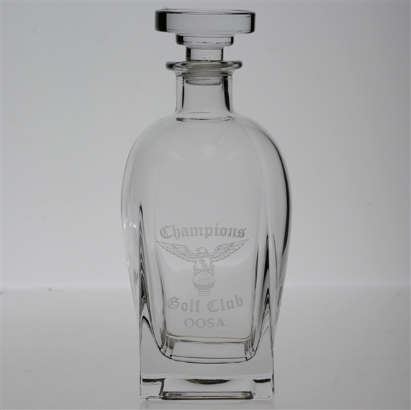 Champions Golf Club Etched Glass Decanter w/ Stopper