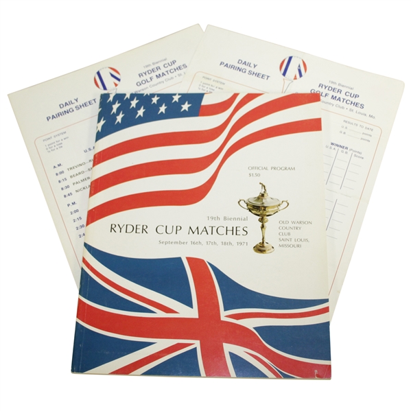 1971 The Ryder Cup at Old Warson Country Club Program & Pairing Sheets