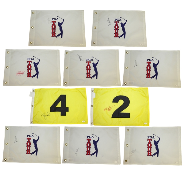 Major Champions Single Signed Embroidered Golf Flags JSA Certs