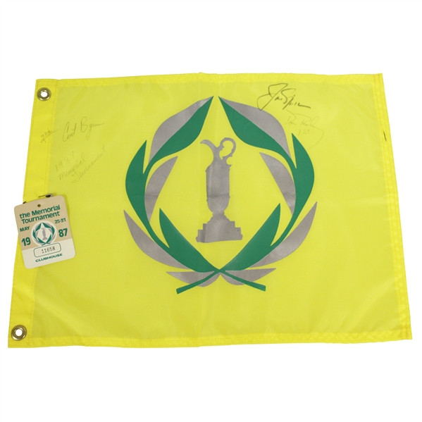 Jack Nicklaus Signed Memorial Flag w/ 1987 Champion & Runner Up JSA ALOA