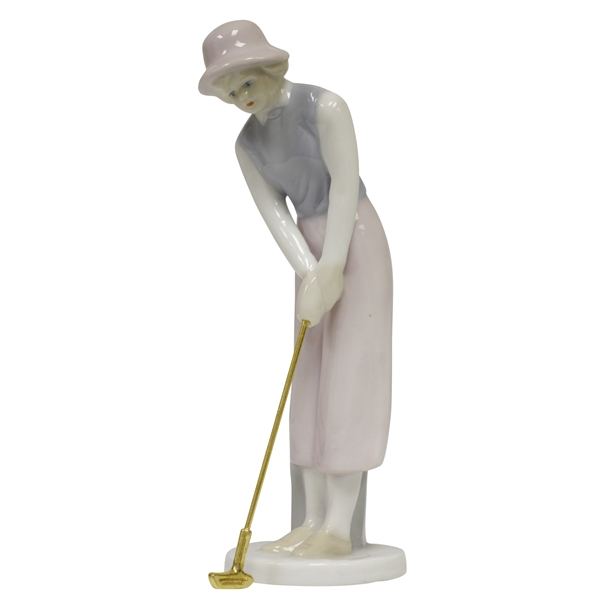 Porcelain Statue of Lady Golfer w/ Putter by Russ