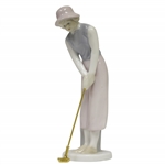 Porcelain Statue of Lady Golfer w/ Putter by Russ