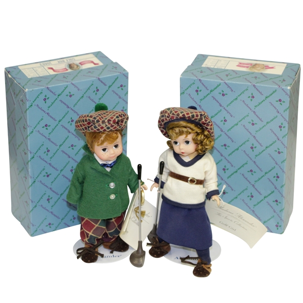 Madame Alexander Porcelain Golfer Figures w/ Stands & Boxes