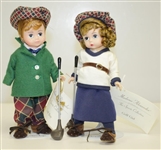 Madame Alexander Porcelain Golfer Figures w/ Stands & Boxes