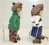 Madame Alexander Porcelain Golfer Figures w/ Stands & Boxes