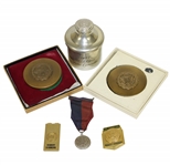 1977 US Open Rules Committee Pewter Piece w/ USGA Badges & Paperweights